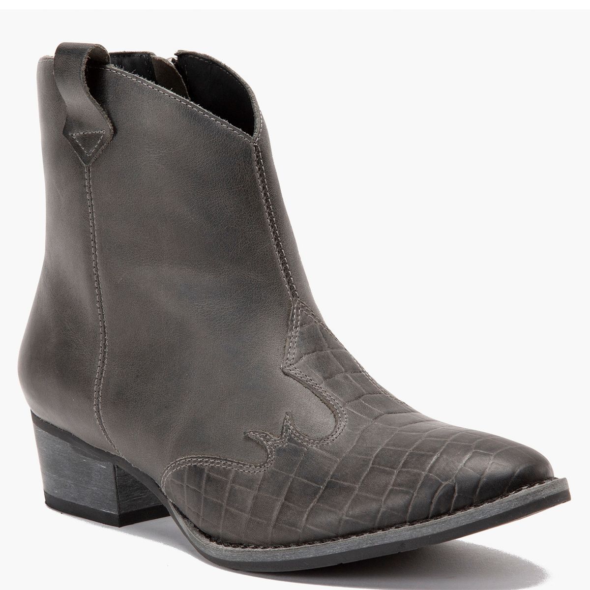 GACEL - Bota Vaquera Mujer Cuero Gris Gacel