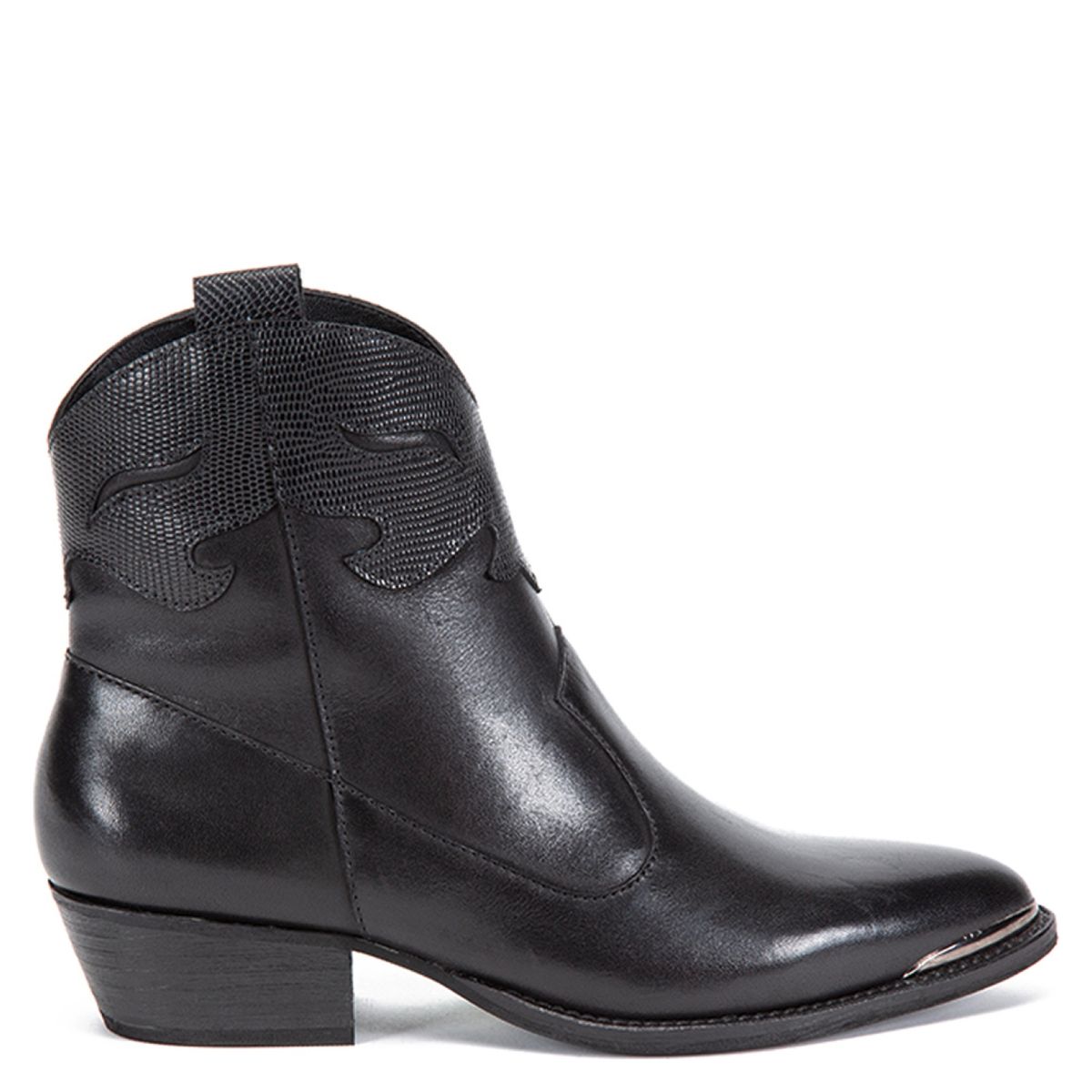 GACEL - Bota Vaquera Mujer Cuero Negro Gacel
