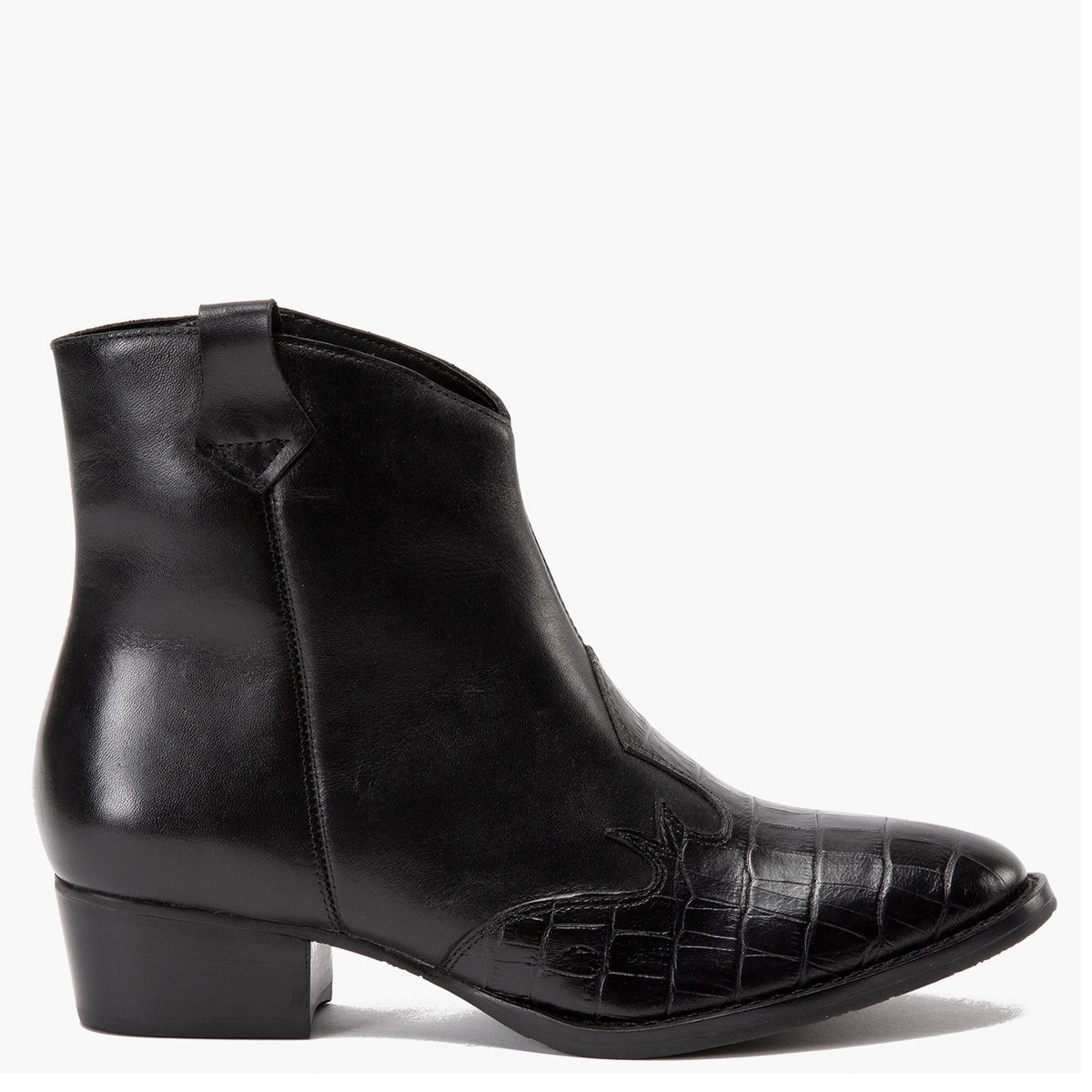 GACEL - Bota Vaquera Mujer Cuero Negro Gacel