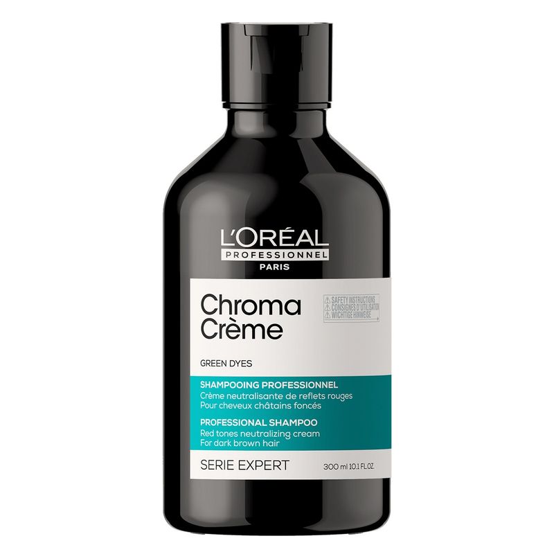 LOREAL PROFESSIONNEL - Shampoo Matizador Verde Cabello Castaño Oscuro O Negro Chroma Crème 300 ml  Loreal Professionnel