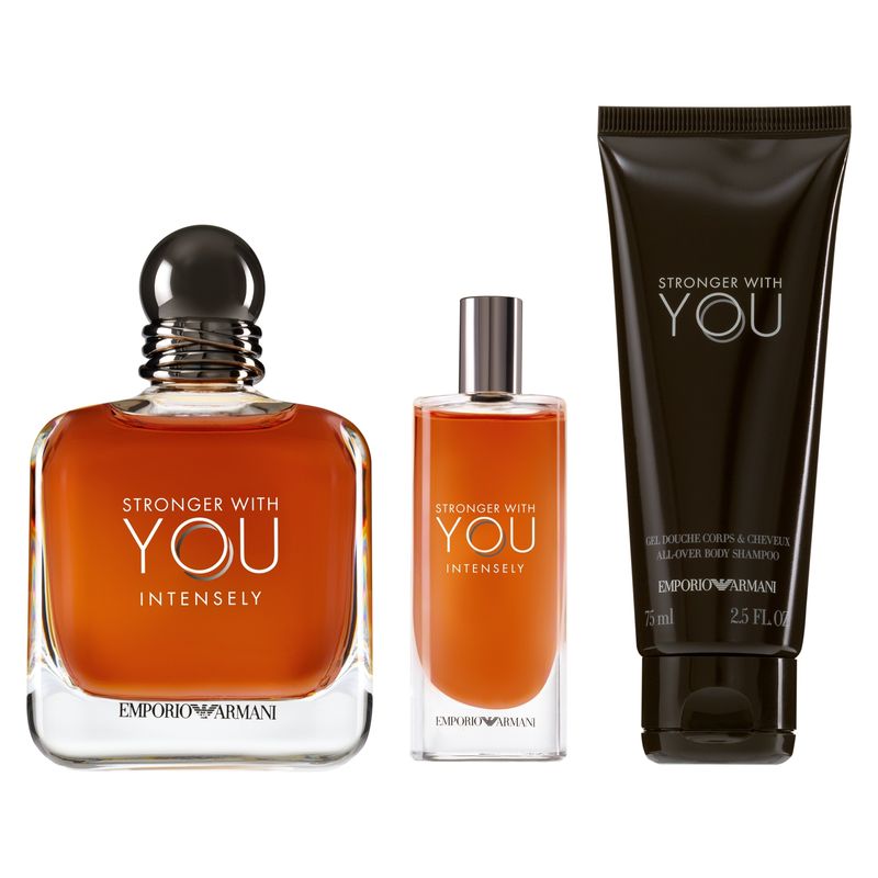 GIORGIO ARMANI - Set Perfume Hombre Stronger With You Intensely EDP 100ml + 15ml + Gel de Baño 75ml