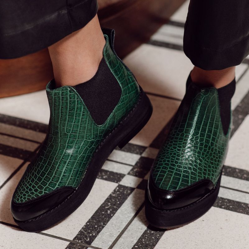URCO - Urco Botin mujer cuero verde