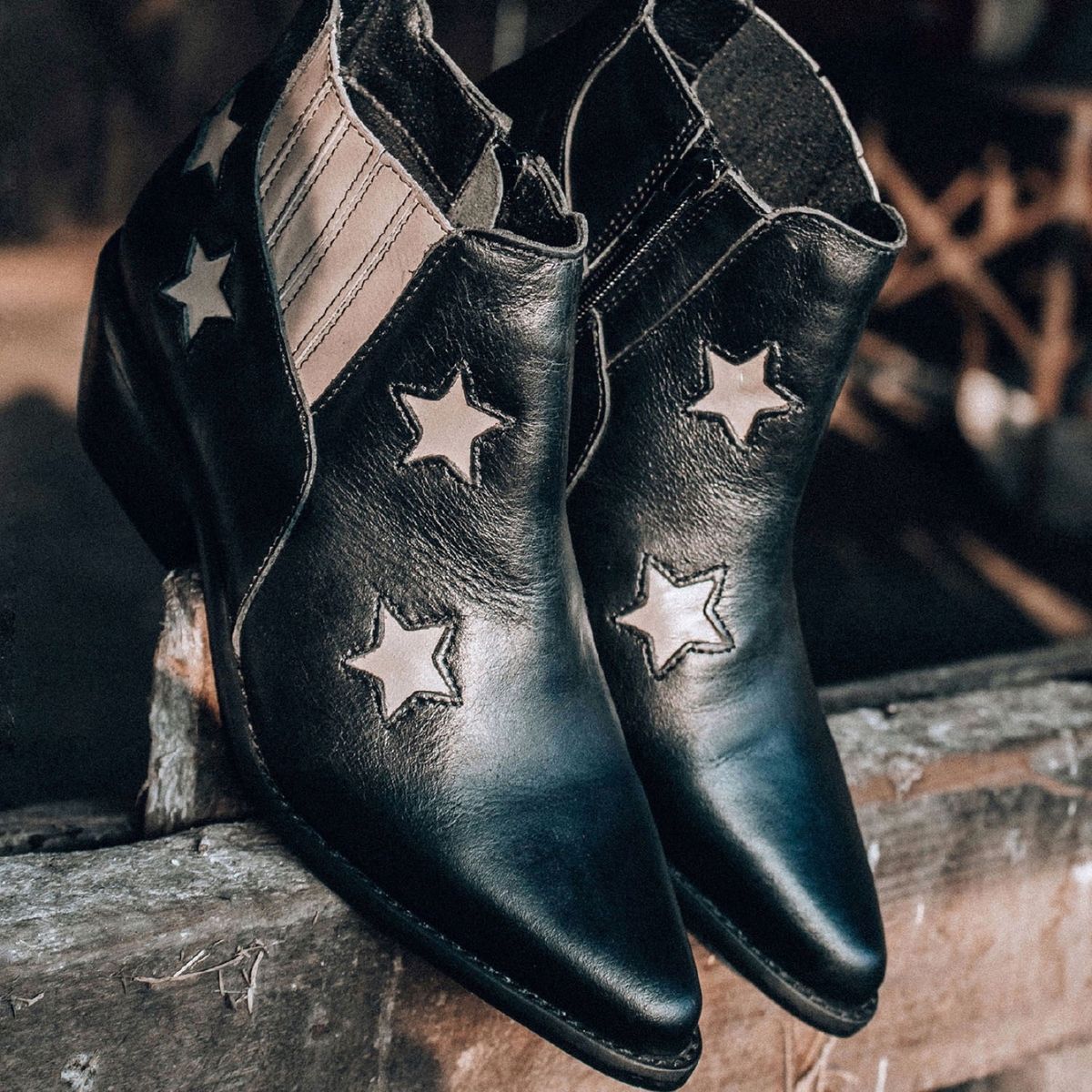 URCO - Bota Vaquera Mujer Cuero Negro Urco