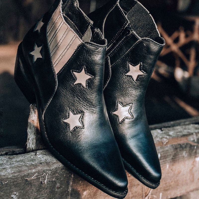 URCO - Bota Vaquera Mujer Cuero Negro Urco