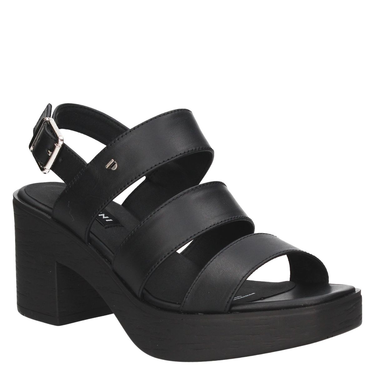 POLLINI - Sandalia Mujer Cuero Negro Pollini