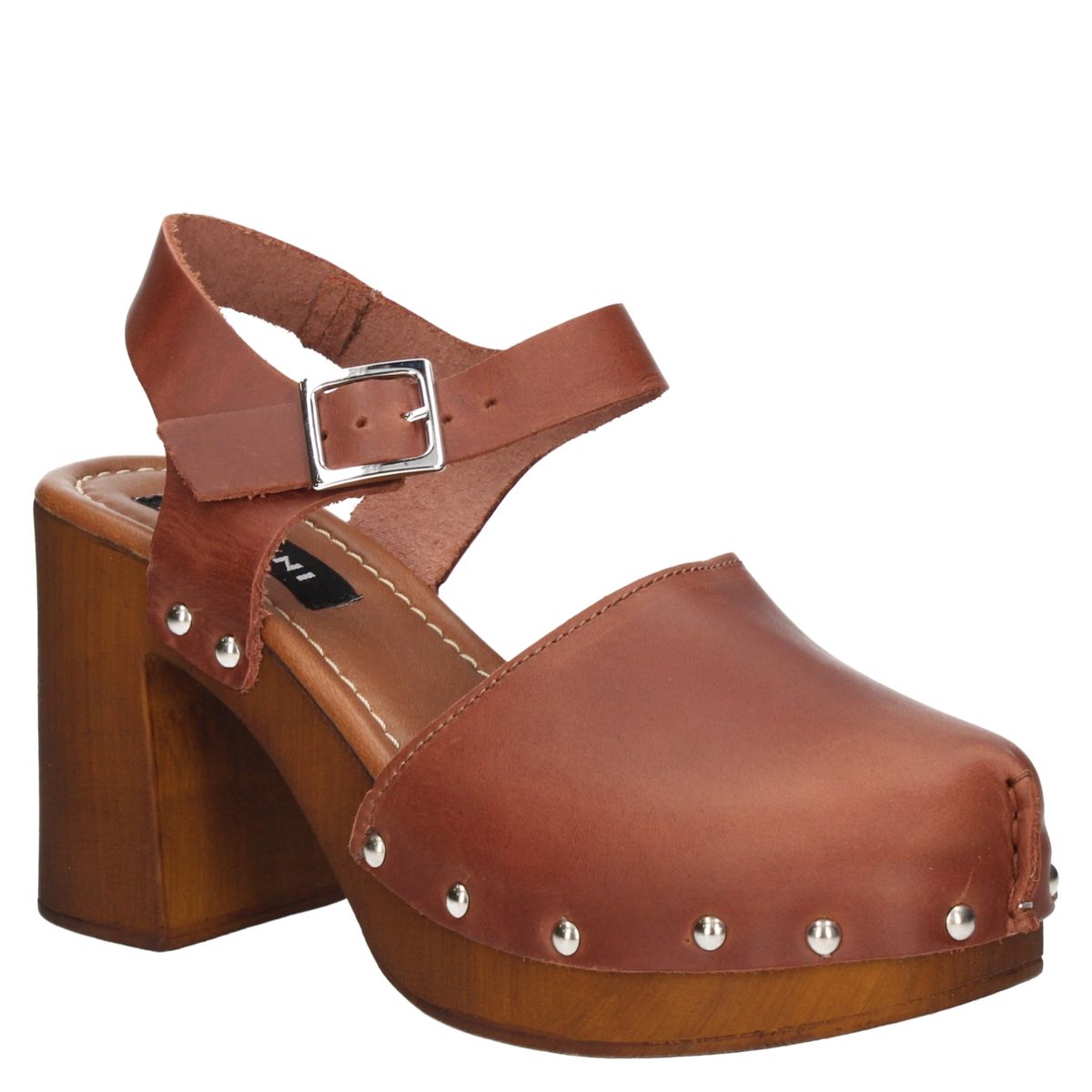 POLLINI - Sandalia Mujer Cuero Café Pollini