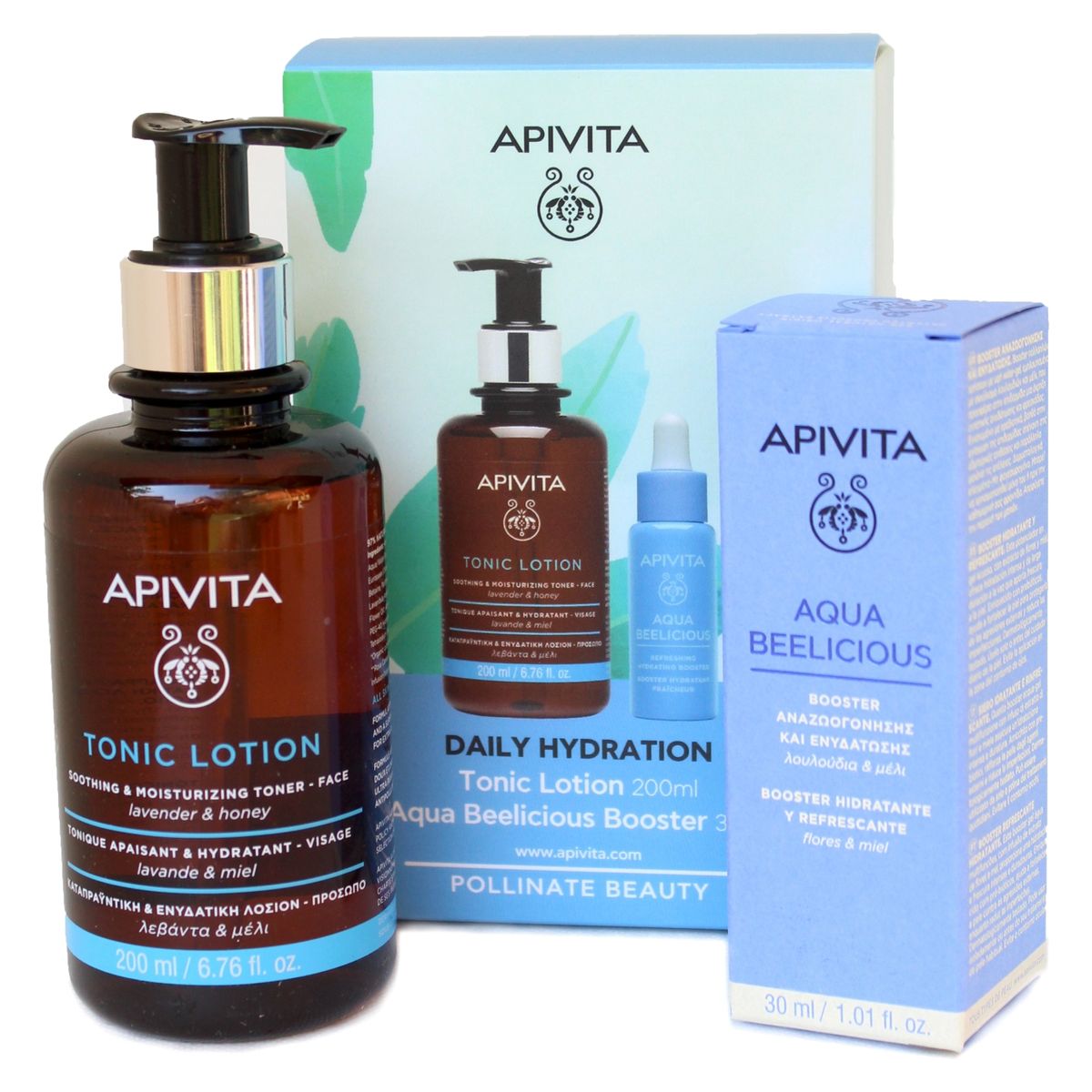 APIVITA - Pack Facial Tónico Hidratante 200Ml Y Booster Aqua Beelicious 30Ml Apivita