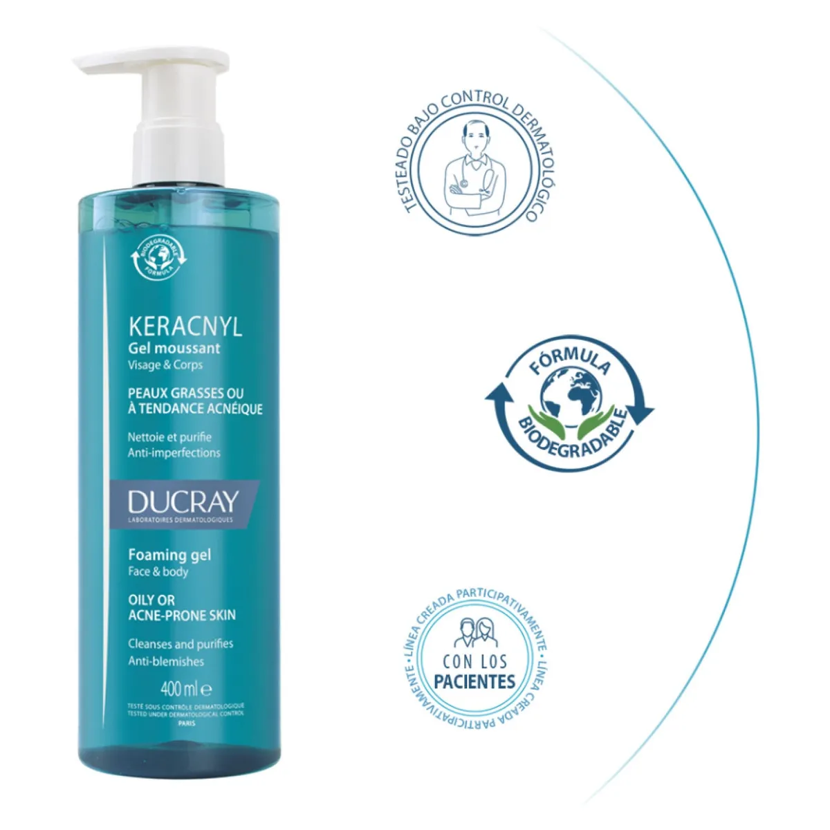 DUCRAY - Keracnyl Gel Limpiador 400Ml Ducray