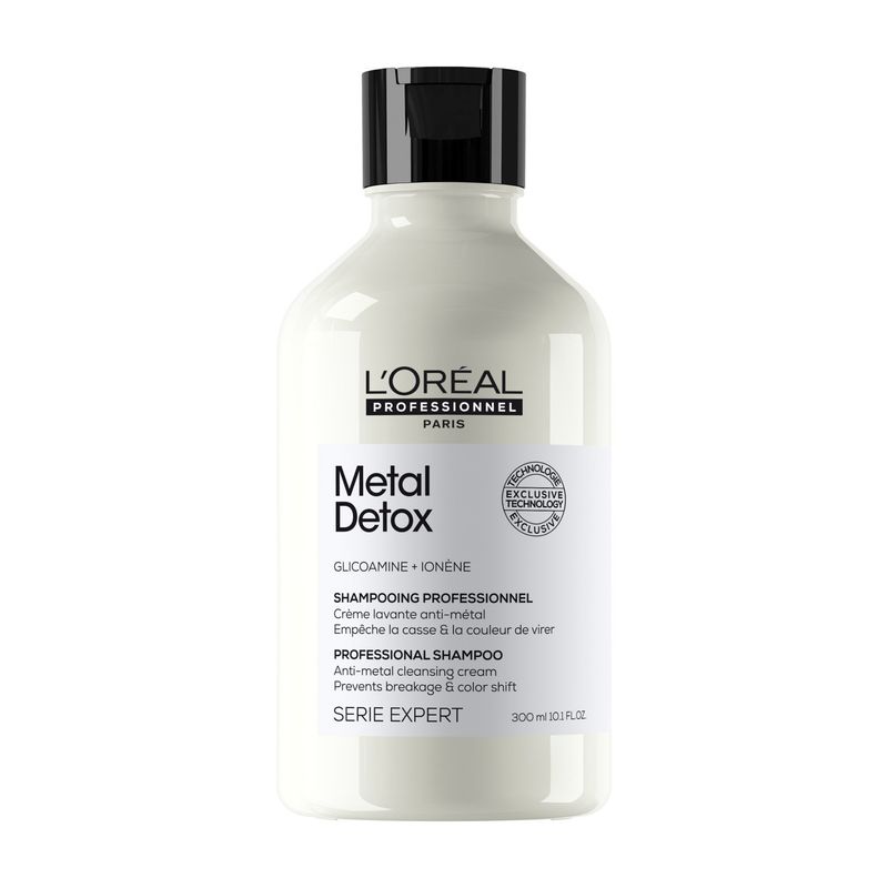 LOREAL PROFESSIONNEL - Shampoo Sin Sulfatos Cabello Dañado y con Color Metal Detox 300 ml Serie Expert