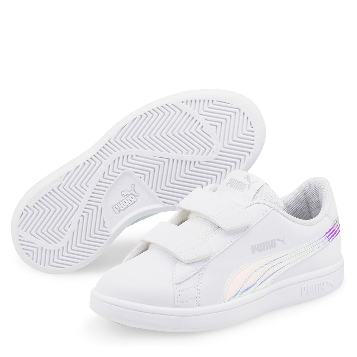 PUMA - Smash v2 Holo V PS Zapatilla Urbana Niña Blanca