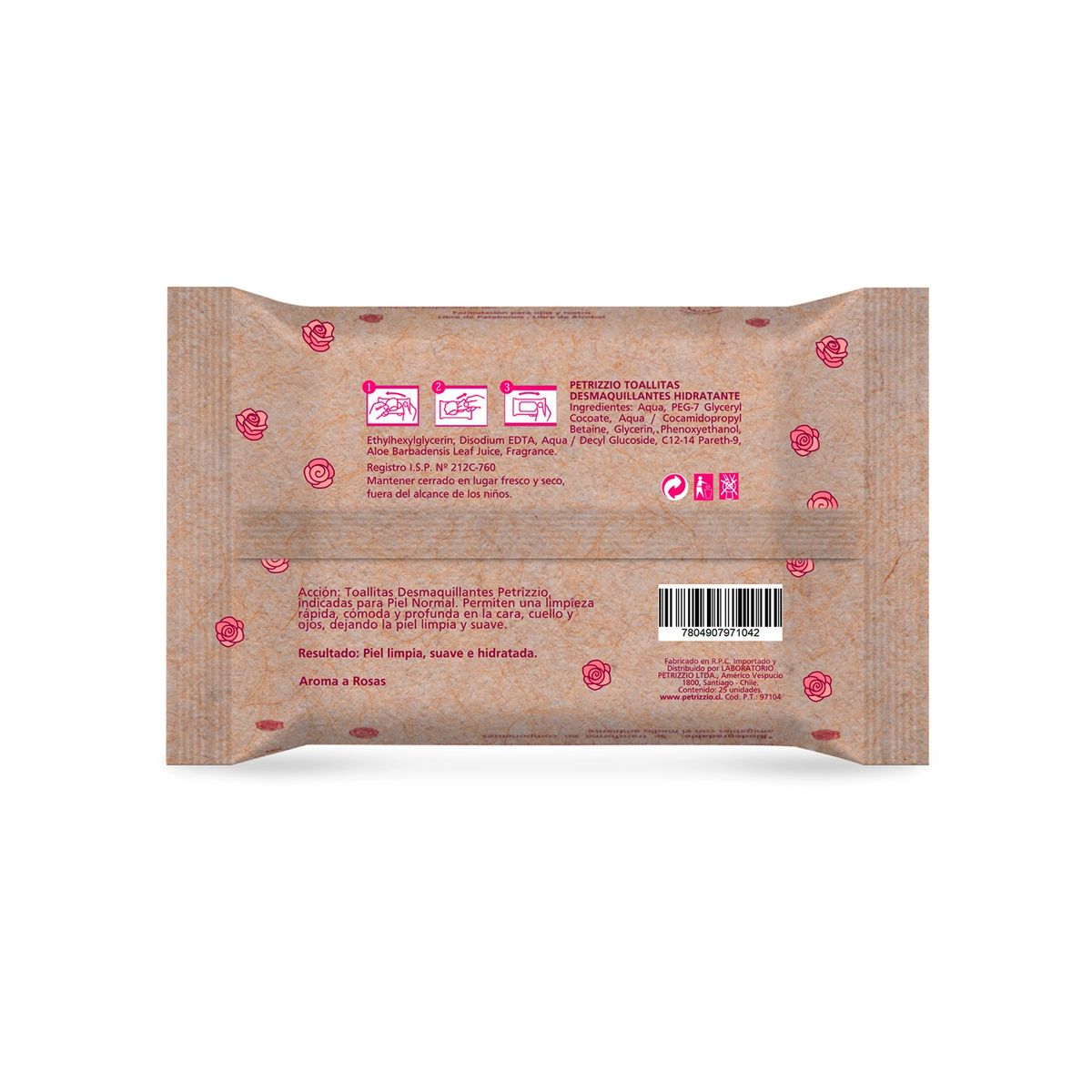 PETRIZZIO - Toallitas Desmaquillantes Biodegradable Rosas Petrizzio