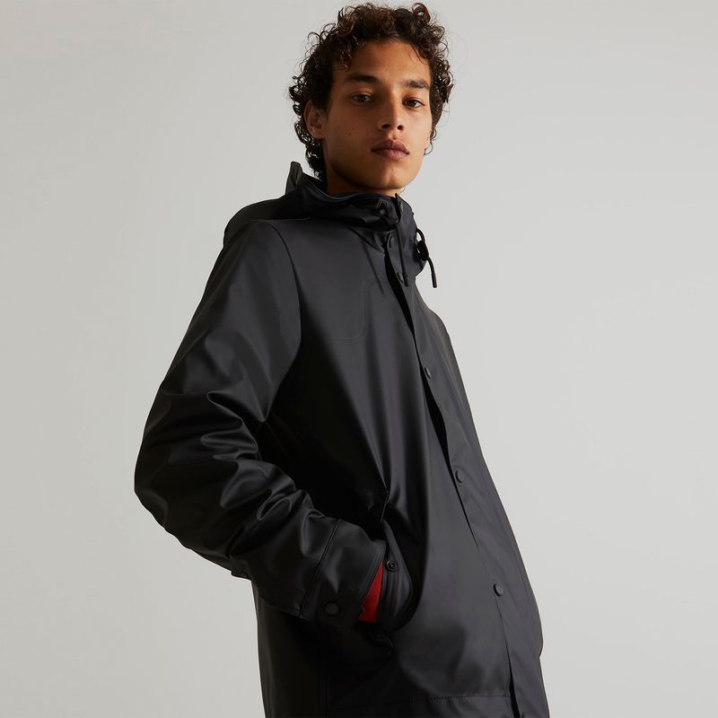 HUNTER - Chaqueta Impermeable Hombre Negra Hunter