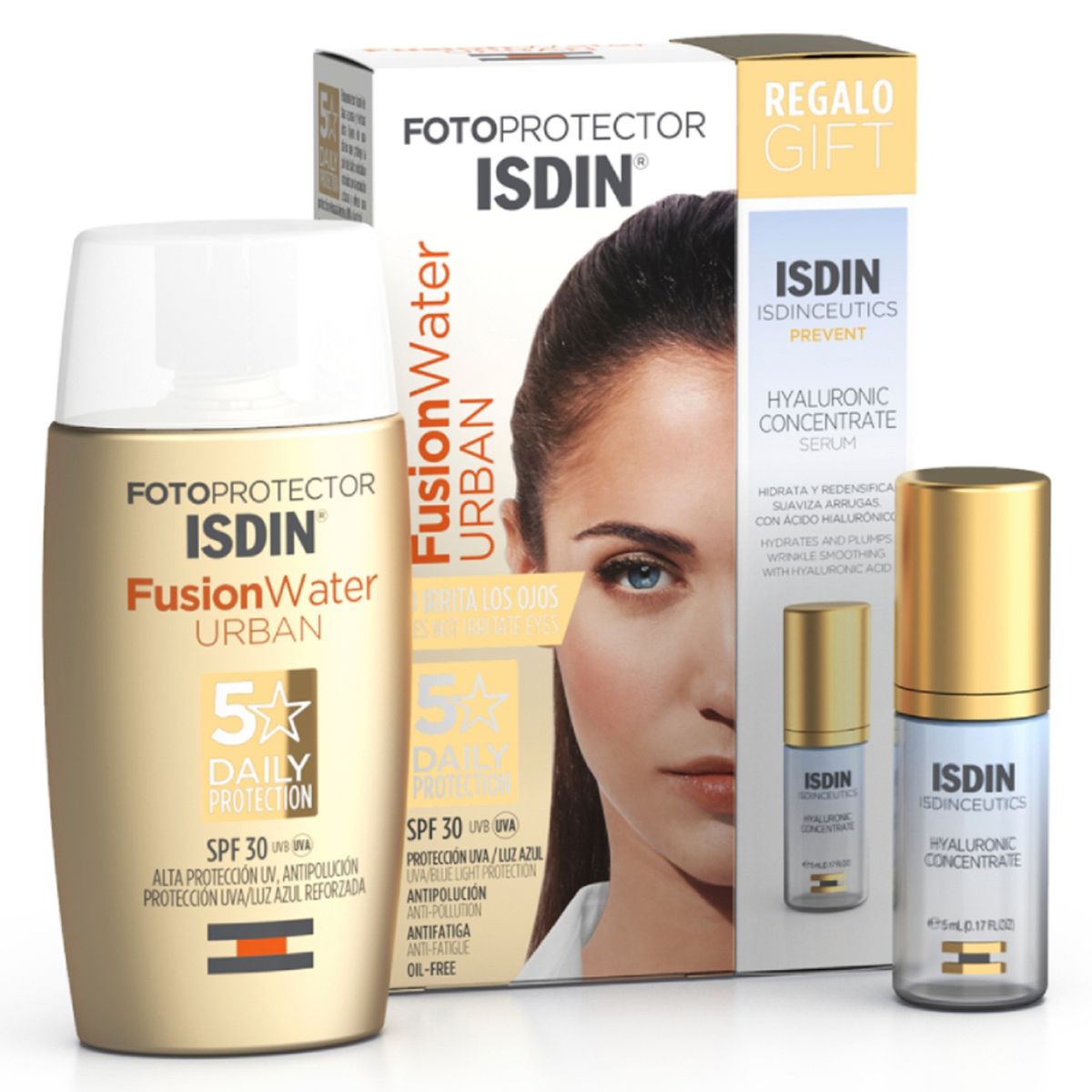 ISDIN - Set Fotoprotector ISDIN Fusion Water Urban SPF 30 + Hyaluronic Concentrate 5ml
