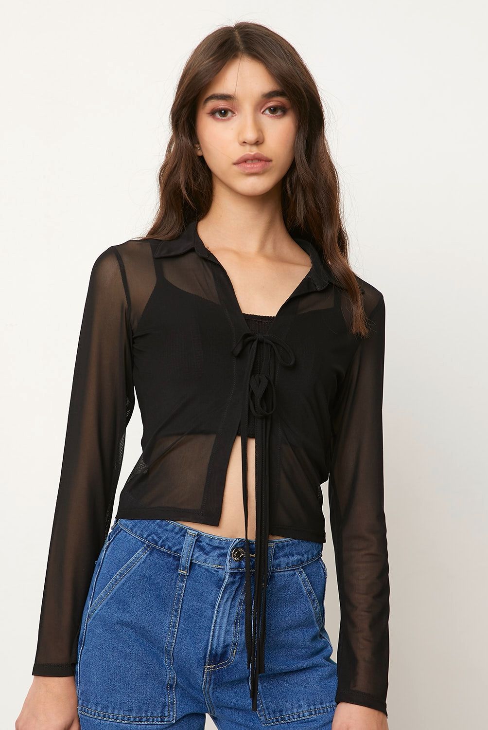 SYBILLA - Blusa Malla Cortinilla Mujer