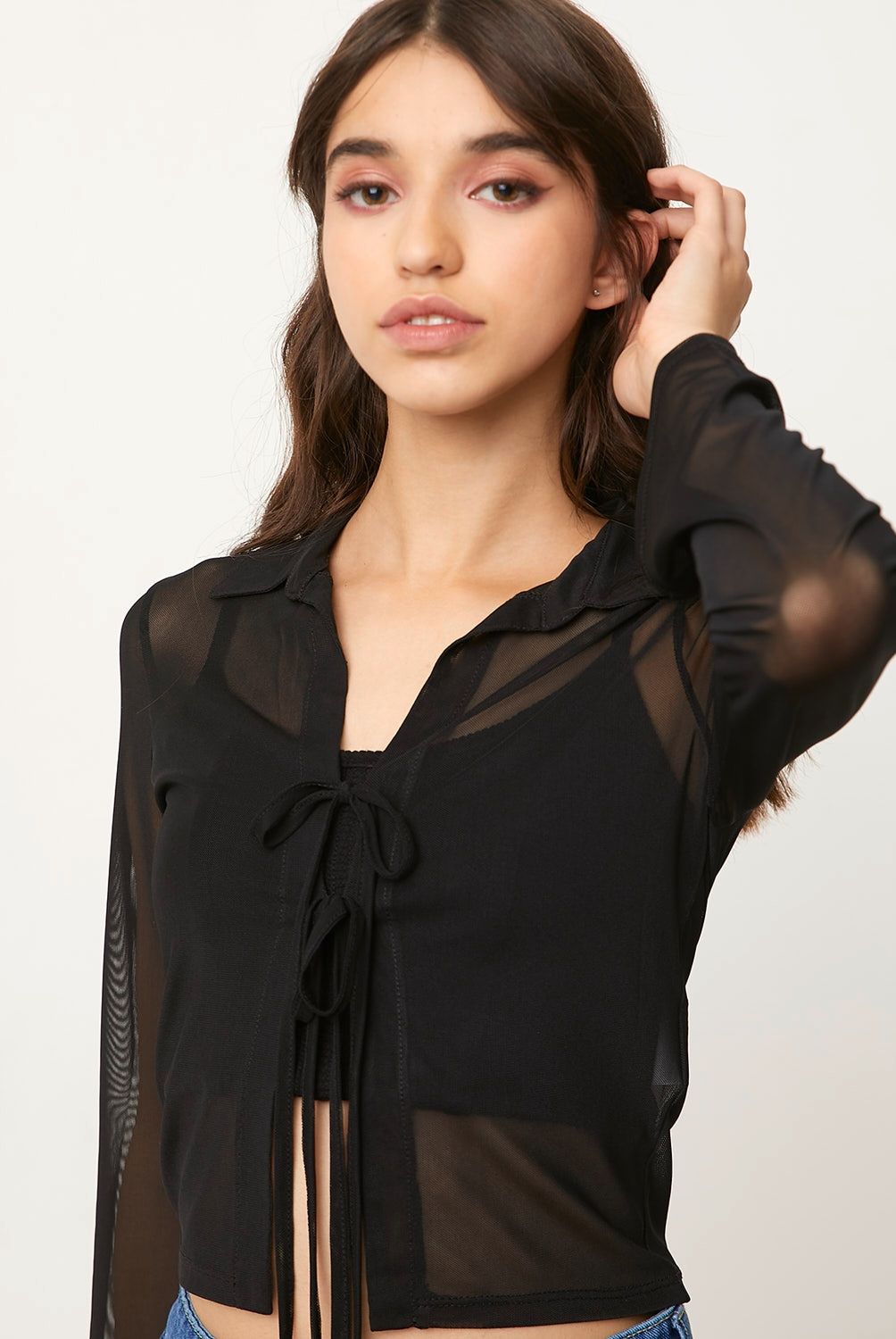 SYBILLA - Blusa Malla Cortinilla Mujer
