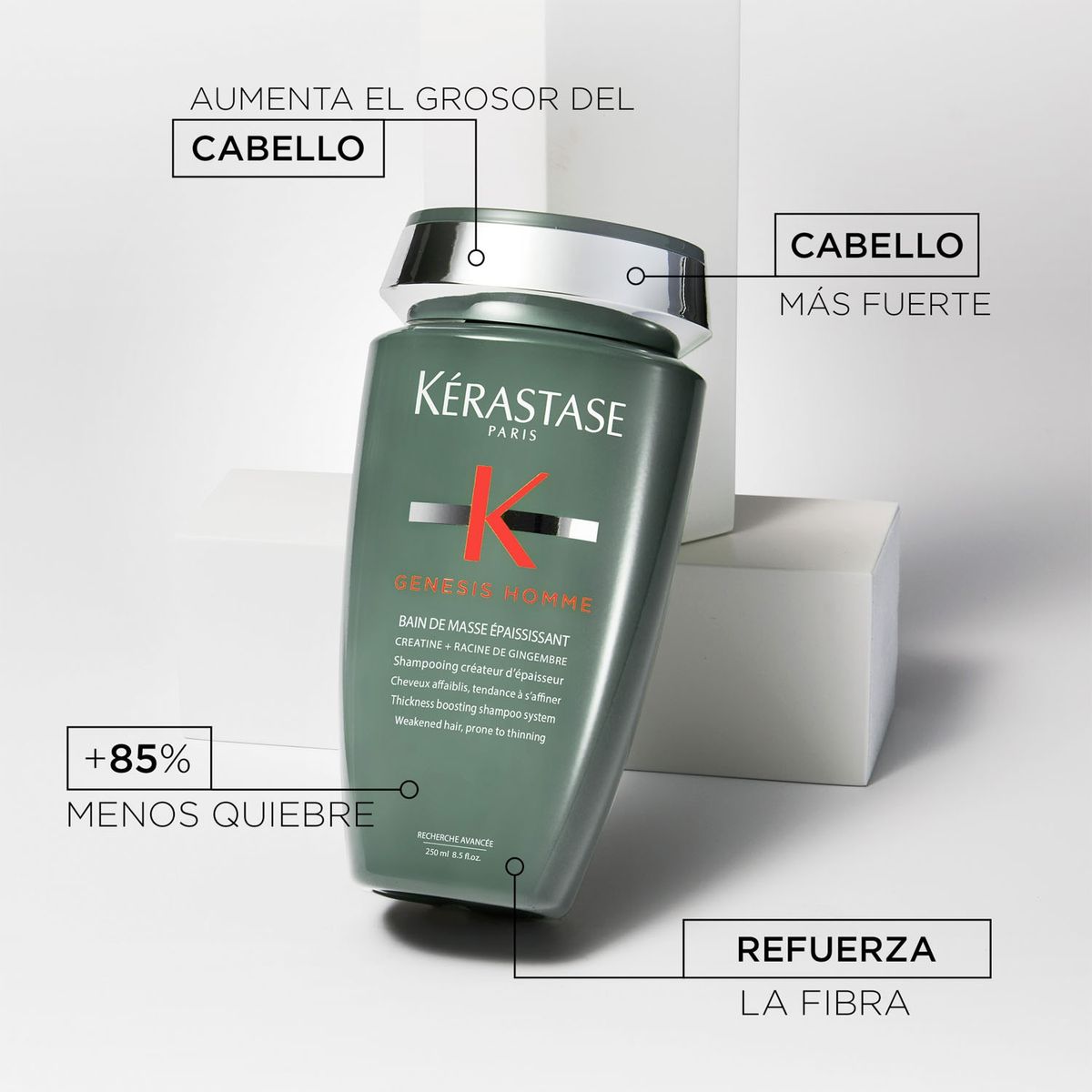 KERASTASE - Shampoo Potenciador Anti Caída Cabello Frágil Genesis Homme 250 Ml Kerastase