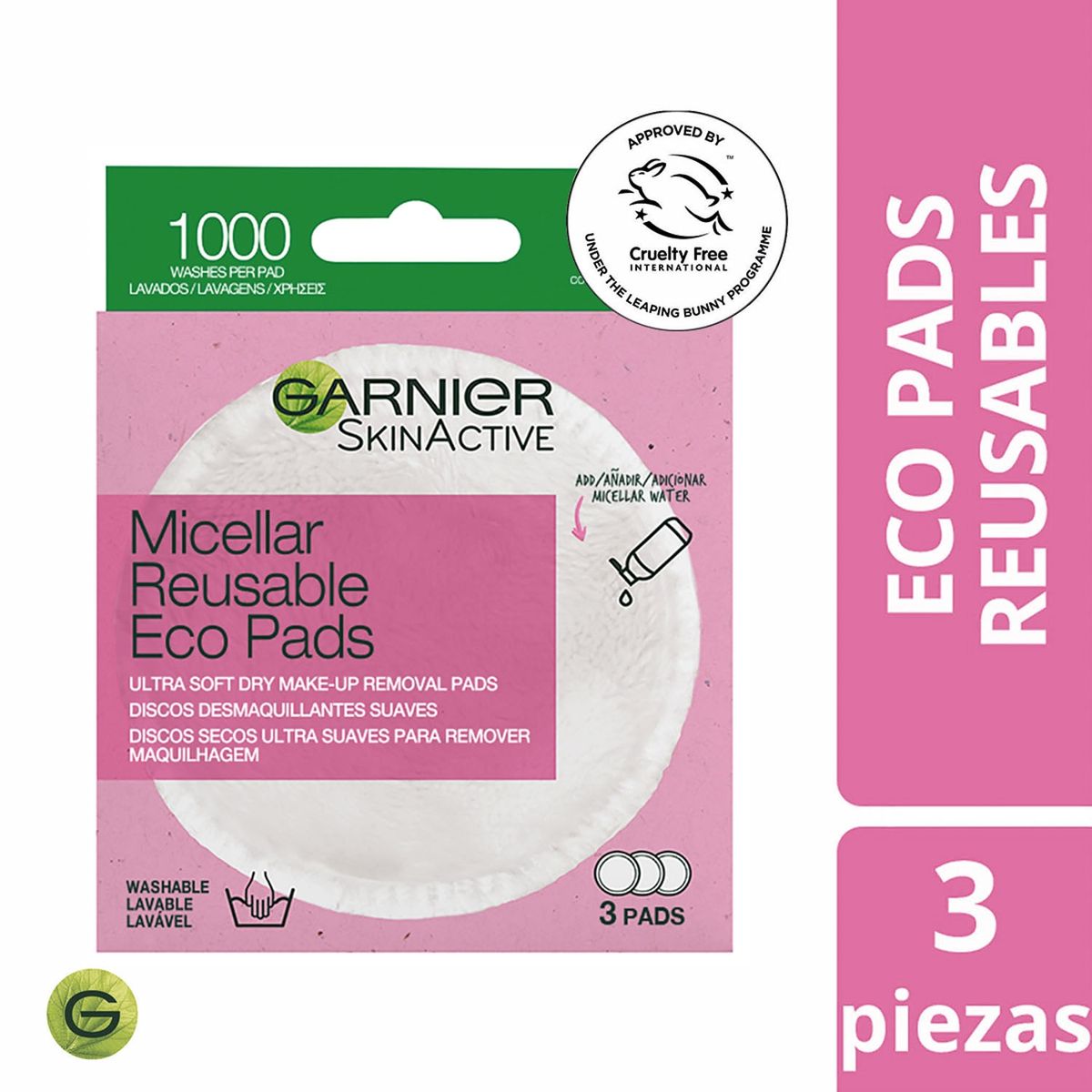 GARNIER - Ecopads Reutilizables Desmaquillantes Garnier Skin Natural Face