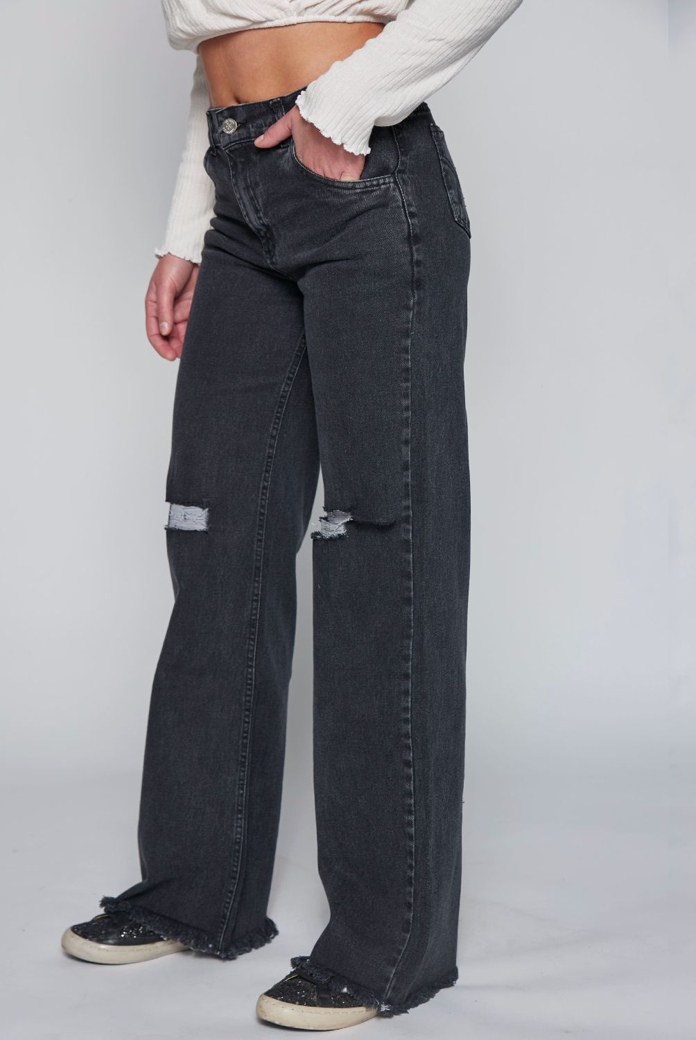 DINAMICA - Dinamica Jeans Wide Leg Tiro Alto Mujer