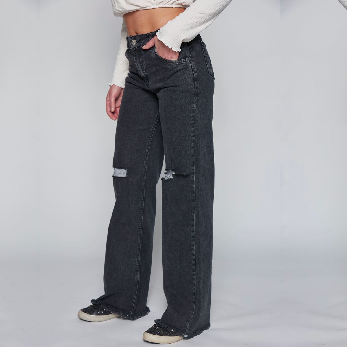 DINAMICA - Dinamica Jeans Wide Leg Tiro Alto Mujer