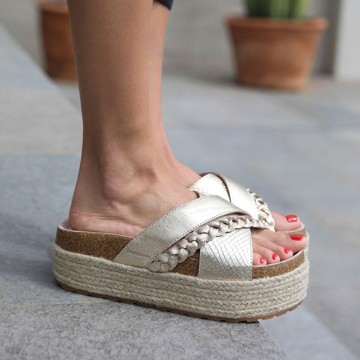 ROMANO - Romano Sandalia mujer cuero amarillo