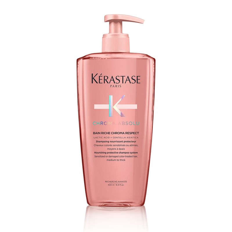 KERASTASE - Shampoo Protección Del Color Cabello Grueso Bain Riche Chroma Respect Chroma Absolu 500ml Kerastase