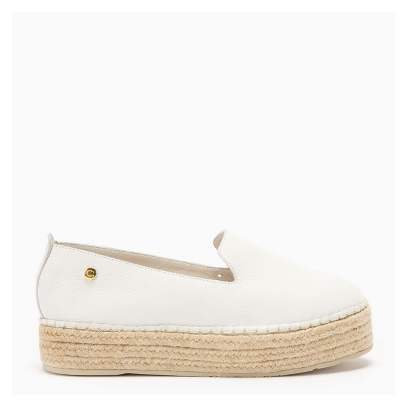 GACEL - Alpargata Mujer Cuero Blanco Gacel