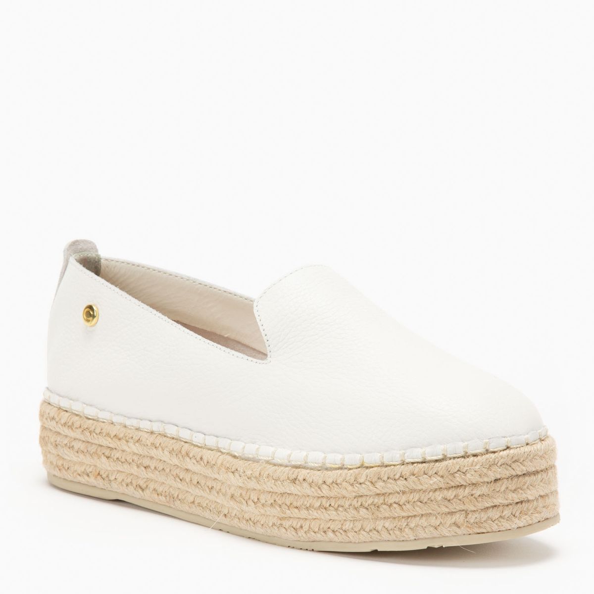 GACEL - Alpargata Mujer Cuero Blanco Gacel