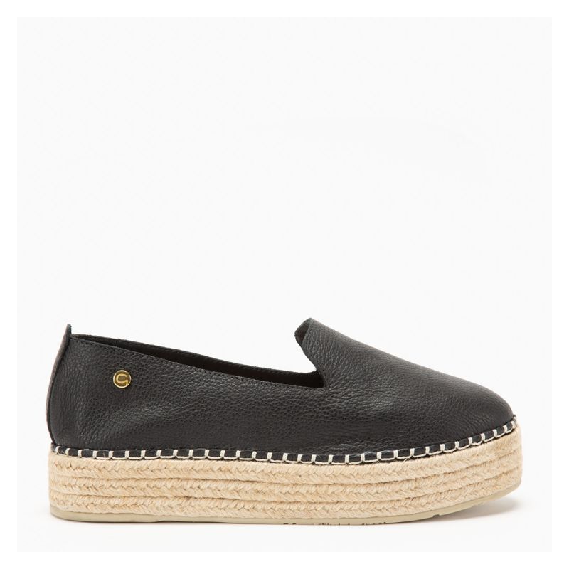GACEL - Alpargata Mujer Cuero Negro Gacel