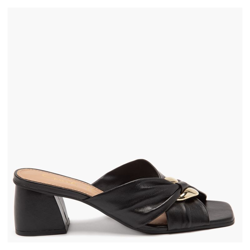 GACEL - Sandalia Mujer Cuero Negro Gacel