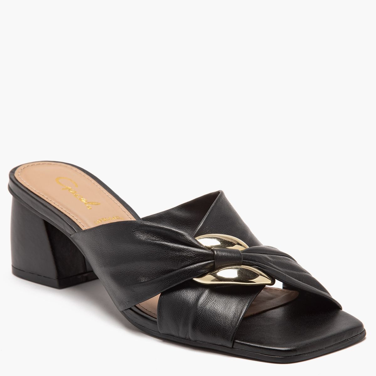 GACEL - Sandalia Mujer Cuero Negro Gacel