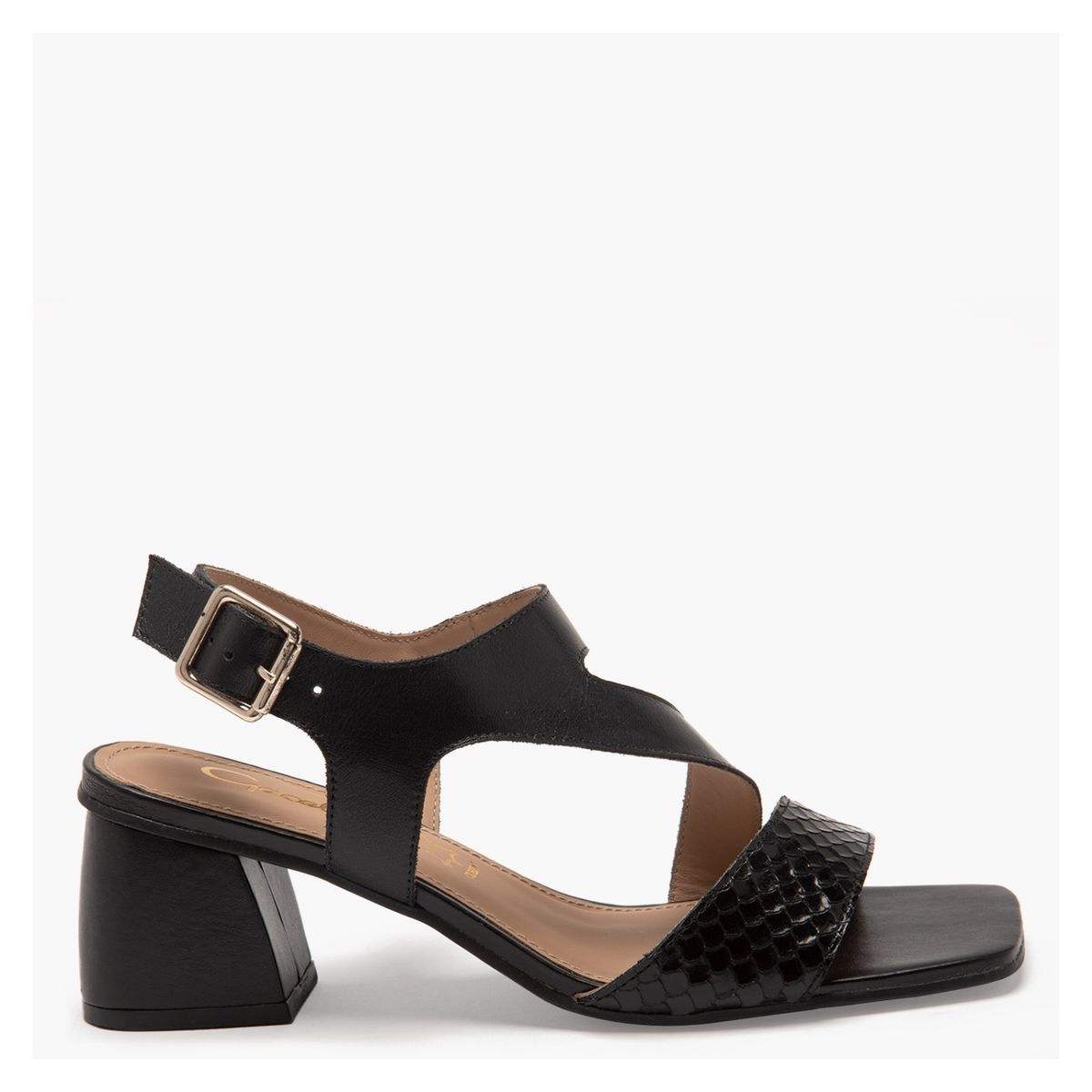GACEL - Sandalia Mujer Cuero Negro Gacel