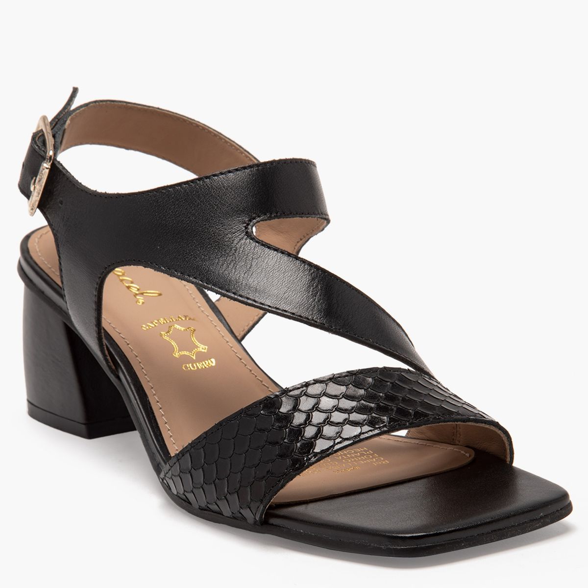 GACEL - Sandalia Mujer Cuero Negro Gacel