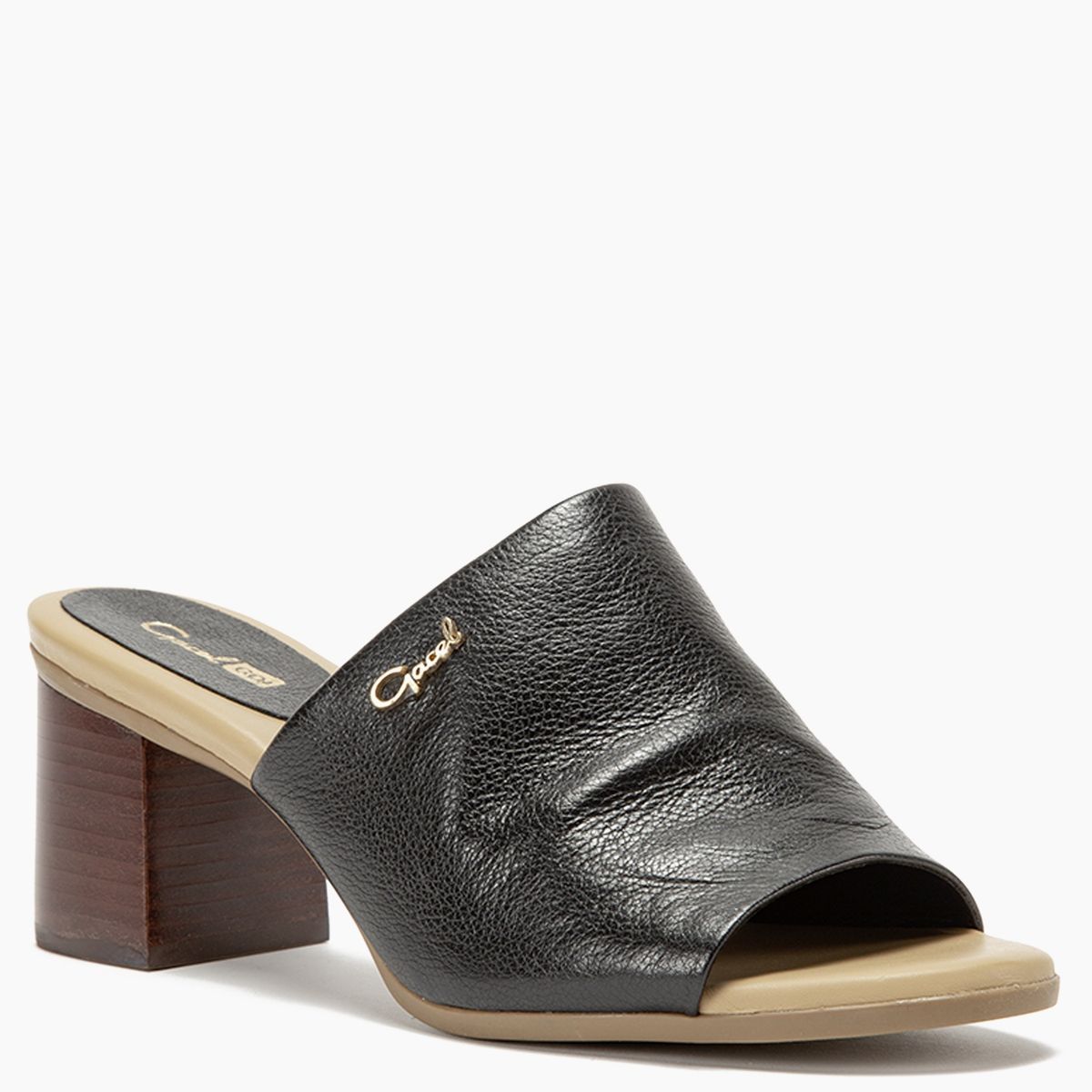 GACEL - Sandalia Mujer Cuero Negro Gacel