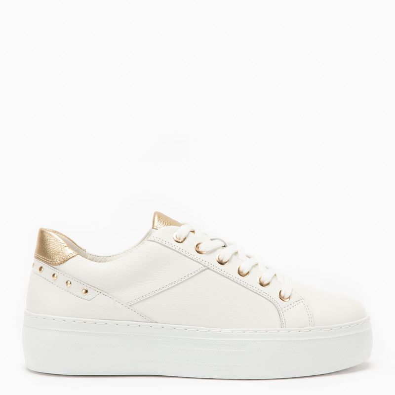 GACEL - Zapatilla Urbana Mujer Cuero Blanco Gacel