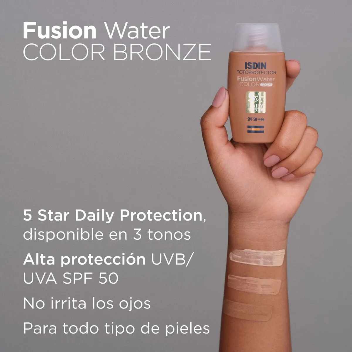 ISDIN - Protector Solar Facial Fusion Water Color Bronce FPS 50 50 ml ISDIN