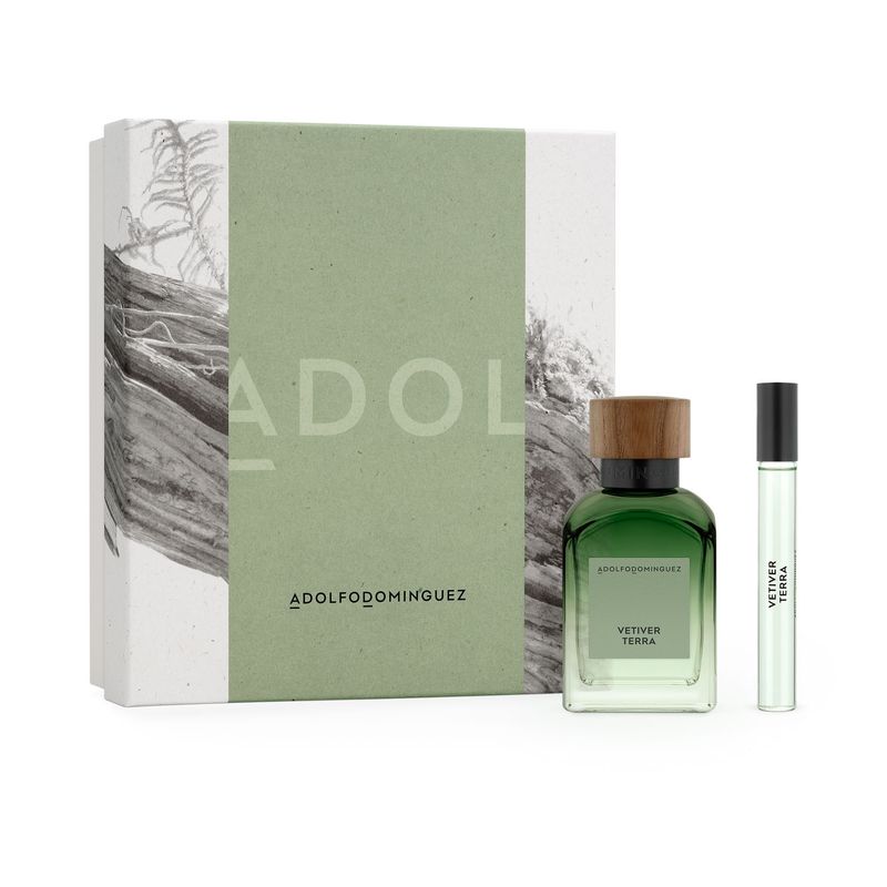 ADOLFO DOMINGUEZ - Agua Fresca Vetiver Terra EDP 120ml + EDP 10ML - Pefume Hombre Adolfo Dominguez