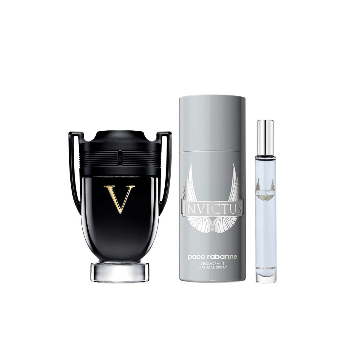 RABANNE - Invictus EDP 100 ML + Desodorante 150 ML + Megaspritzer 10 ML Paco Rabanne