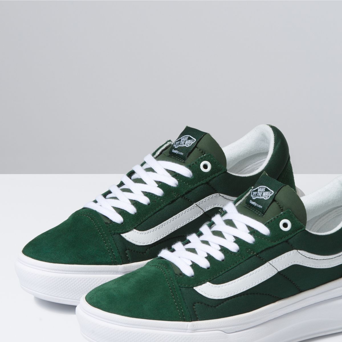VANS - Ua Old Skool Overt Cc Dark Green/White Zapatilla Urbana Unisex Cuero Verde Vans