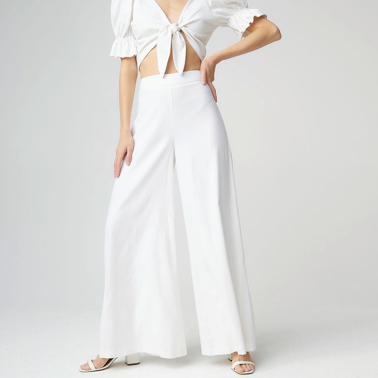 FALABELLA Pantalón Palazzo Tiro Alto Lino Mujer Por Muth