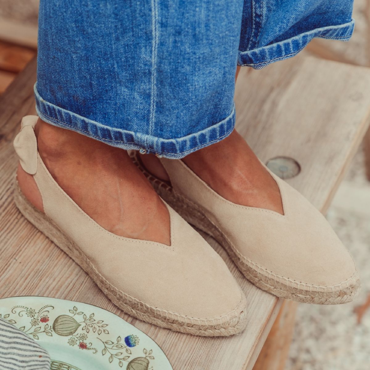 URCO - Alpargata Mujer Cuero Beige/Khaki Urco