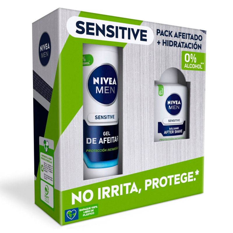 Nivea - Pack NIVEA Men Sensitive Gel Afeitar 200ml + After Shave 100ml