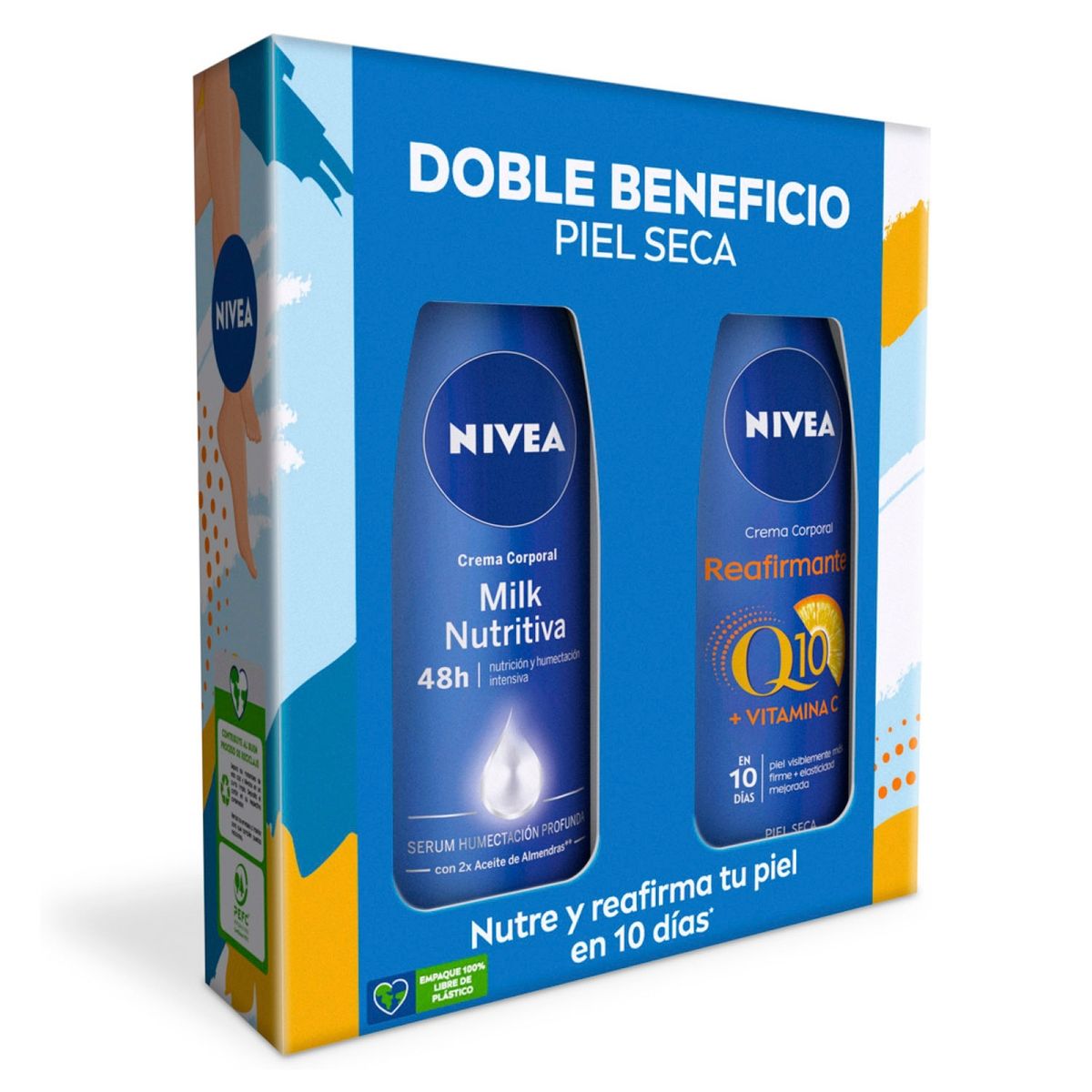 NIVEA - Pack NIVEA Crema Corporal Milk Nutritiva 400ml + Q10 Reafirmante Piel Seca 400ml