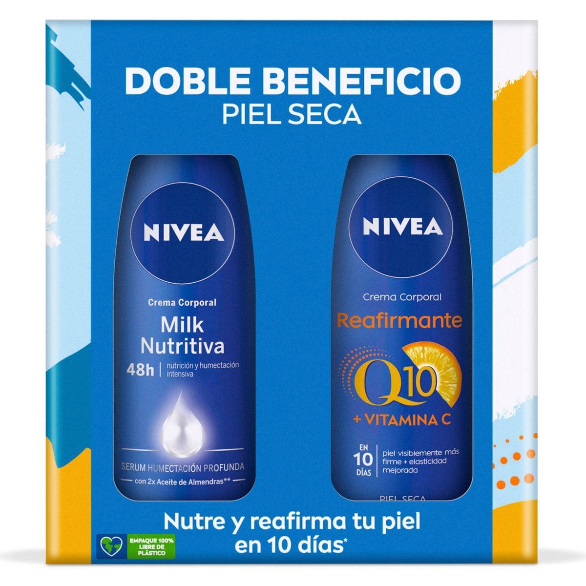 NIVEA - Pack NIVEA Crema Corporal Milk Nutritiva 400ml + Q10 Reafirmante Piel Seca 400ml