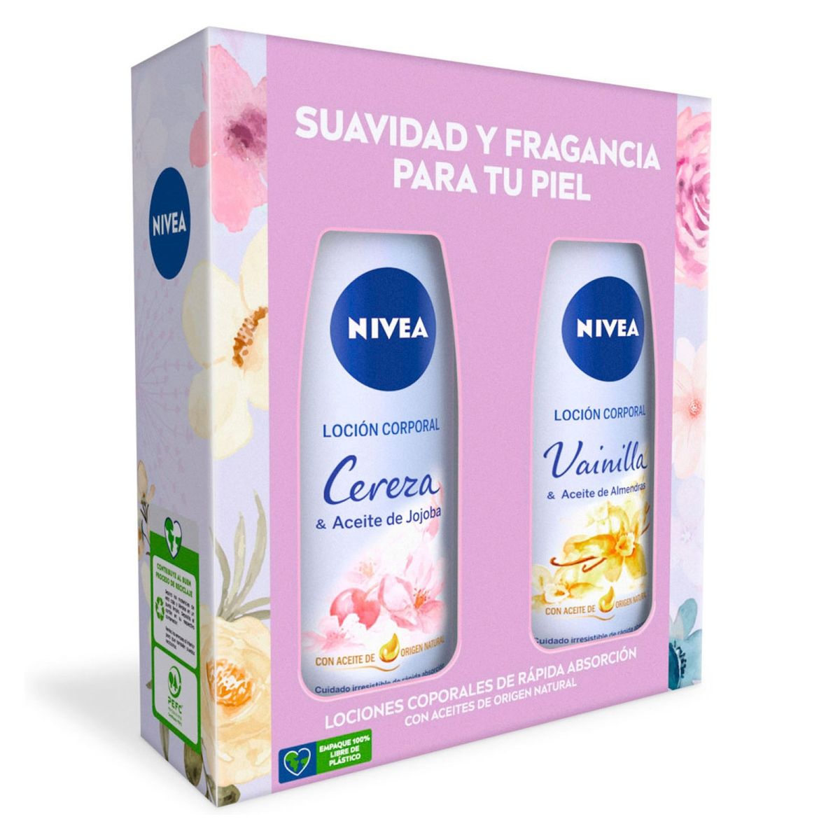 NIVEA - Pack NIVEA Loción Corporal Cereza & Aceite de Jojoba 400ml + Loción Corporal Vainilla & Aceite de Almendras 400ml