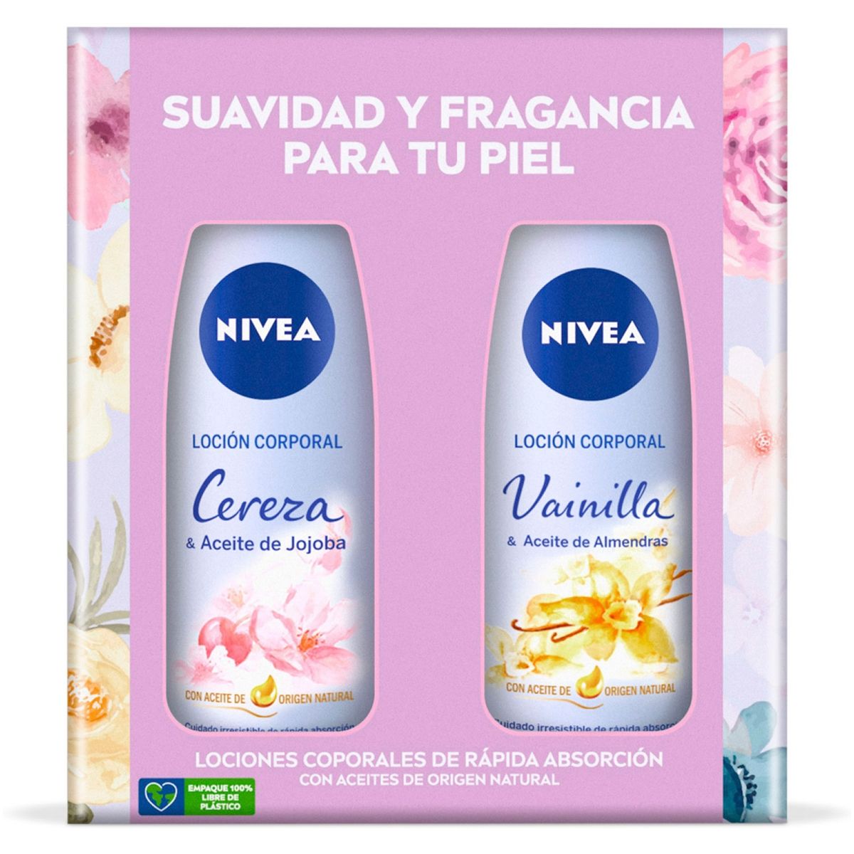 NIVEA - Pack NIVEA Loción Corporal Cereza & Aceite de Jojoba 400ml + Loción Corporal Vainilla & Aceite de Almendras 400ml