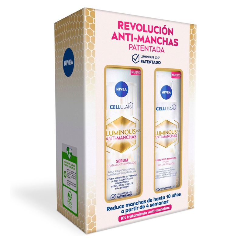 NIVEA - Pack Rutina NIVEA Cellular Luminous 630 Anti-manchas Serum 30ml + Fluido de día FPS50 40ml