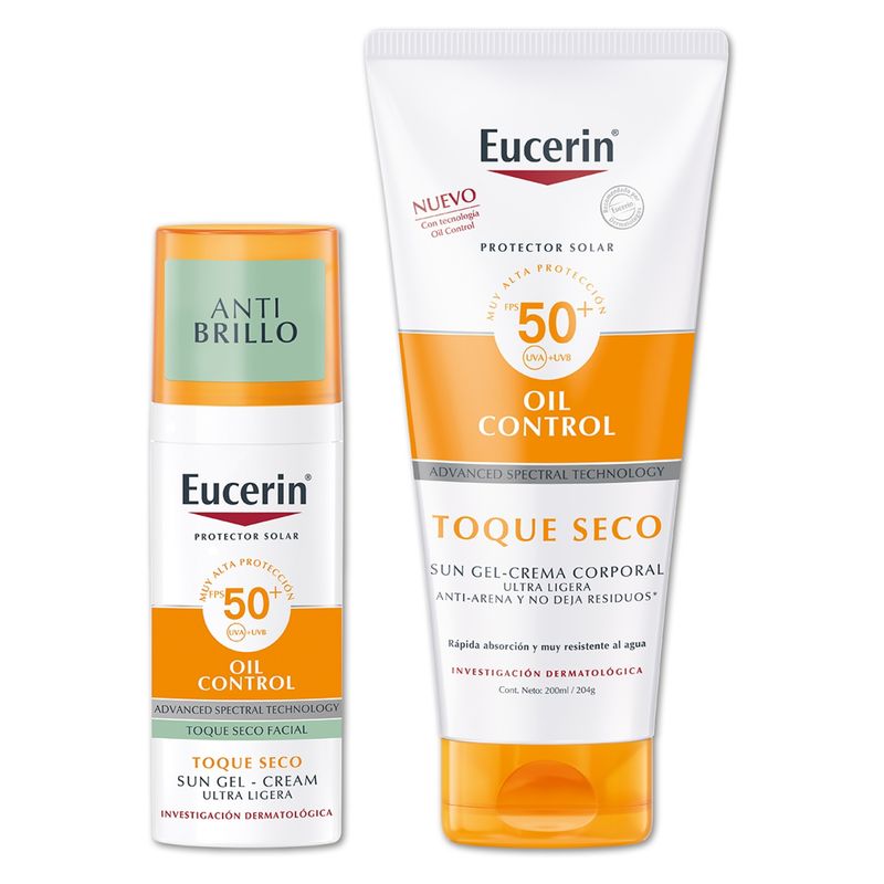 EUCERIN - Estuche Sun Face Oil Control 50Ml + Sun Body Spray Toque Seco 200Ml Eucerin