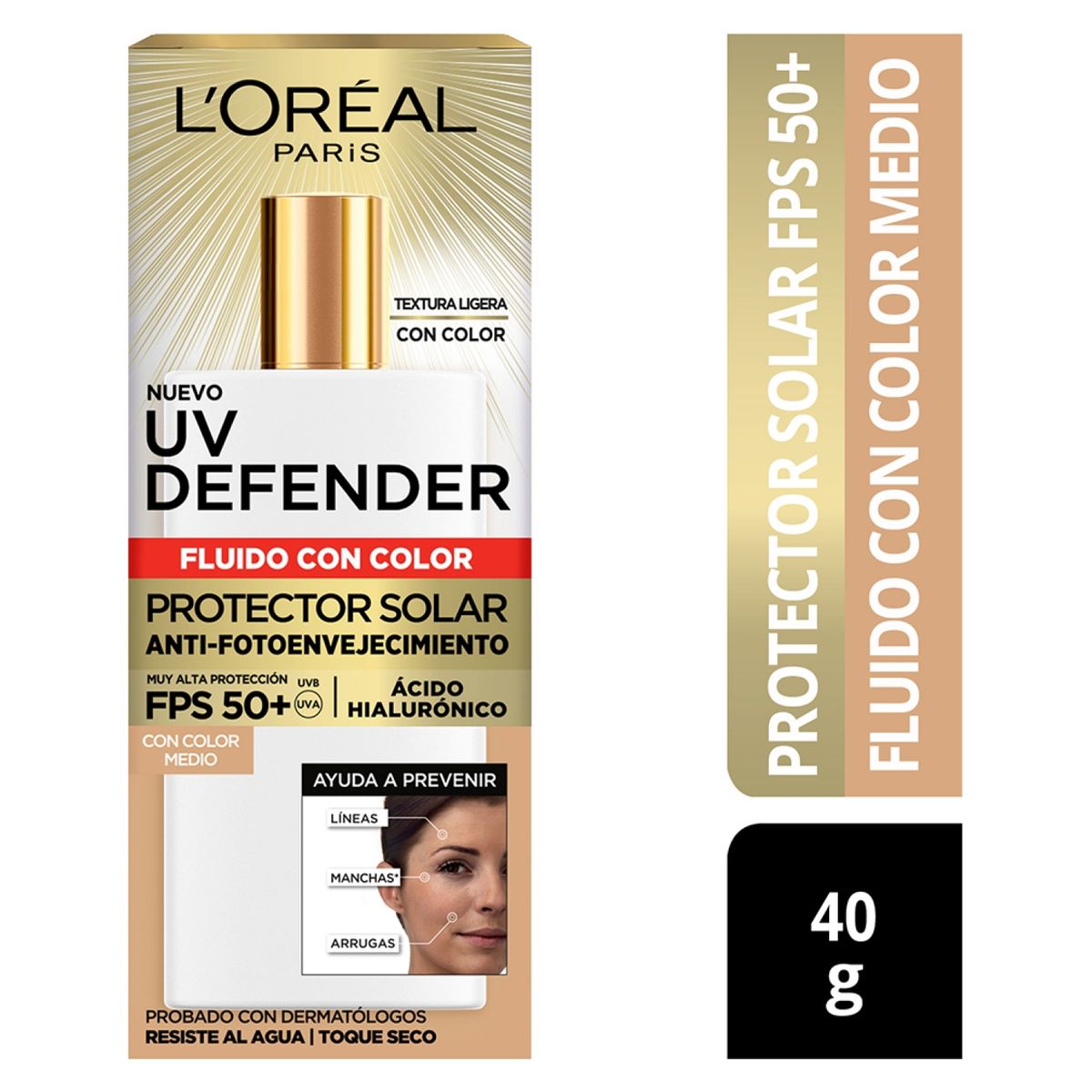 DERMO EXPERTISE - Crema Diaria UV Defender Fluido Anti Fotoenvejecimiento Tono Medio FPS 50 Dermo Expertise