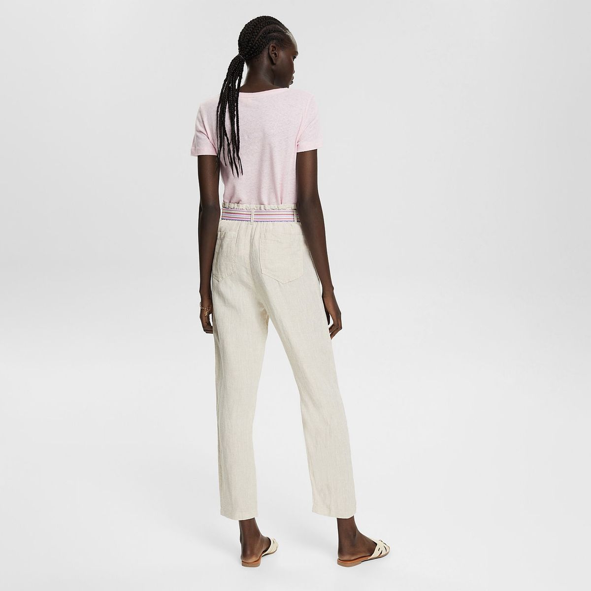 ESPRIT - Esprit Pantalon mujer slim alto lino