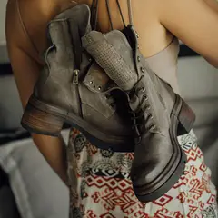 AS 98 - Botín Biker Mujer Cuero Cafe